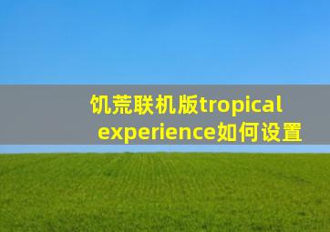 饥荒联机版tropical experience如何设置